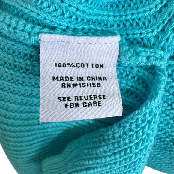 525 America 100% Cotton Aquamarine Blue Oversized Pullover Sweater Size S - Picture 5 of 6